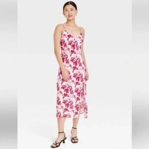 A New Day Crepe Midi Floal Slip Dress